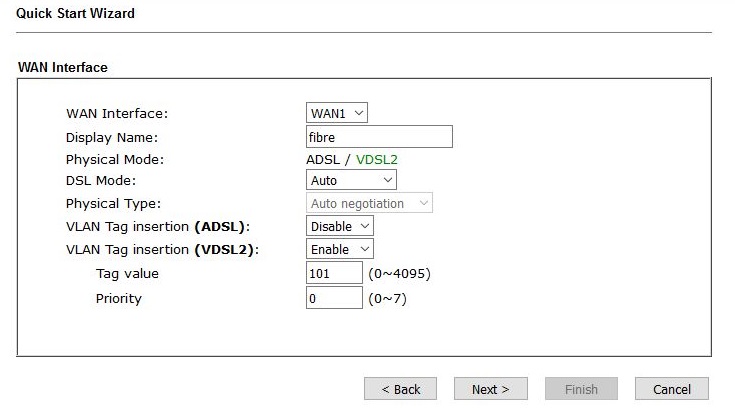 WAN Interface with VLAN 101
