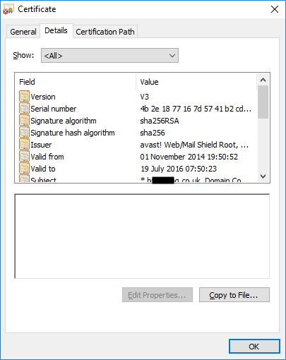 Certificate Details Tab
