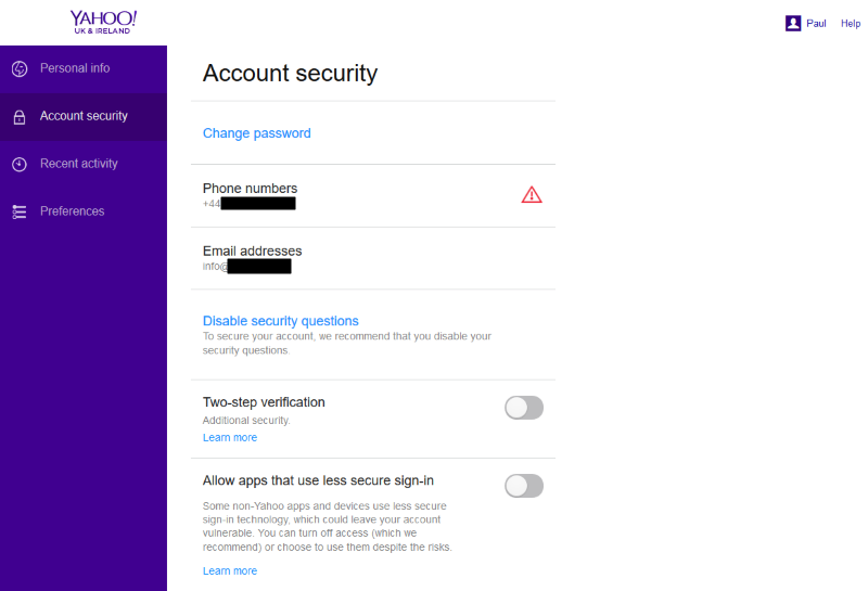 secure sign-in off